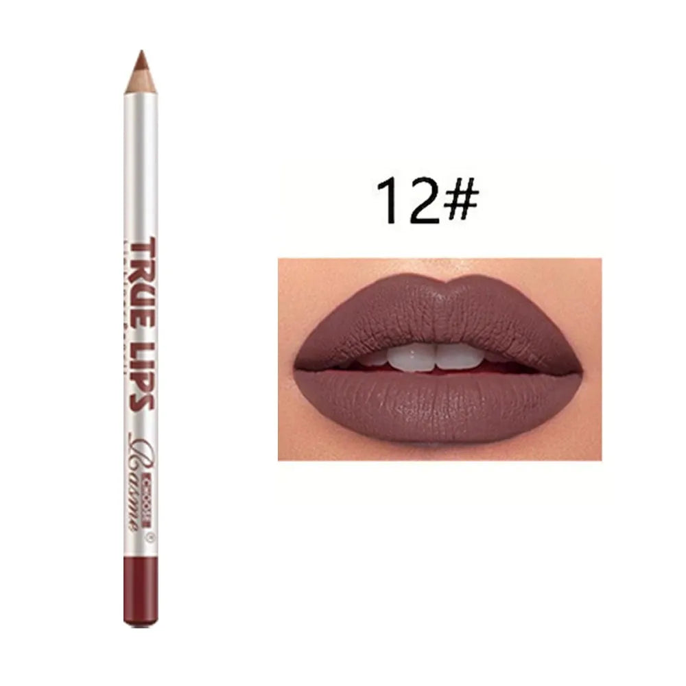 12 Colors Waterproof Matte Lipliner Pencil Red Contour Tint Lipstick Long Lasting Non-stick Cup Moisturising Lips Makeup