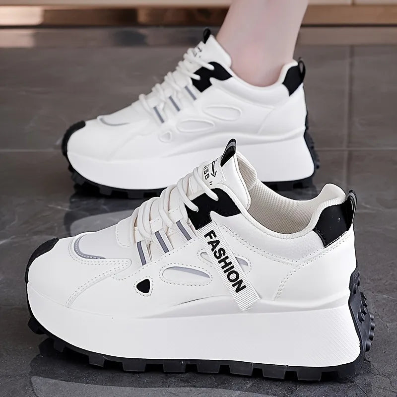 Korean Version of New Dad Shoes for Women, 2025 Spring Autumn Student Sports Running Casual Thick Soled Height Increasing Shoes