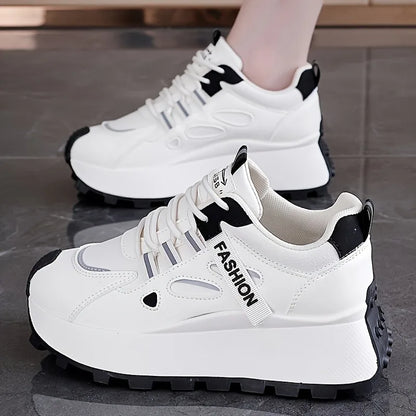 Korean Version of New Dad Shoes for Women, 2025 Spring Autumn Student Sports Running Casual Thick Soled Height Increasing Shoes