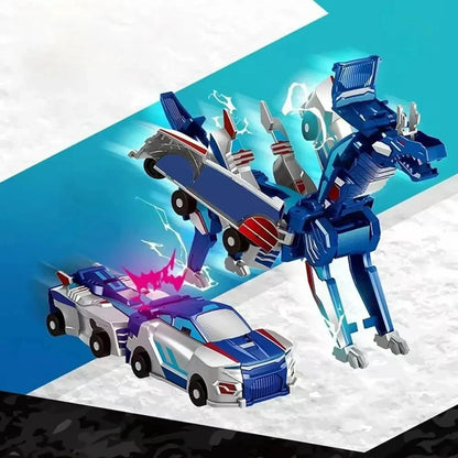 Magnetic 2-in-1 Transforming Car Toy for Kids – Unicorn & Dinosaur Robot, DIY Impact Deformation Racing Educational Gift