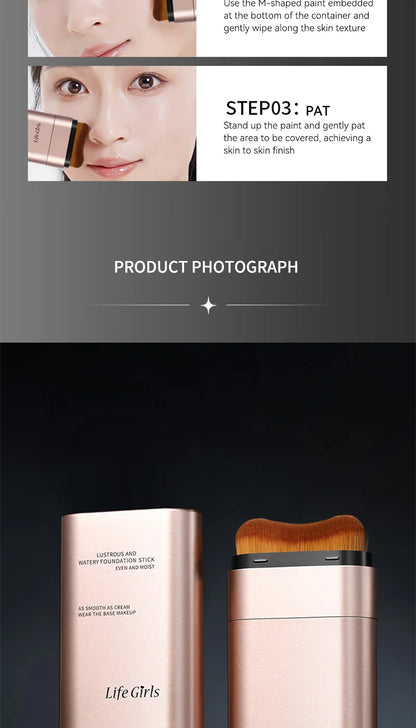 Clear and Moisturizing Foundation with a Natural Glow, Hydrating, Bling, Radiance, Thin and Lightweight Double-Ended Makeup Foundation That Can Be Rotated for Easier Application, with Its Own Brush for Waterproofing, Making I