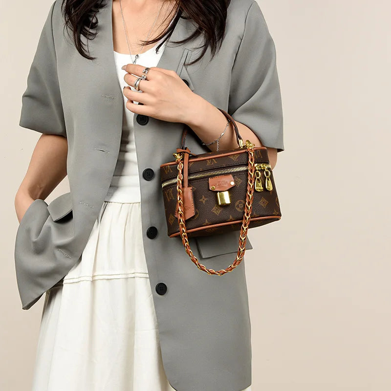 Structured Box Bucket Bag for Women Minimalist Crossbody Purse Elegant Shoulder Hand