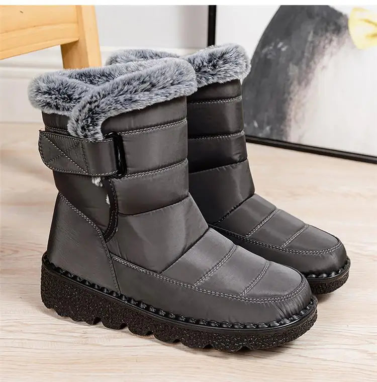 Snow Boots Woman Fashion Women Shoes Platform Shoes Woman Solid Mid Women's High Boots New Botas Mujer Winter Ladies Boots
