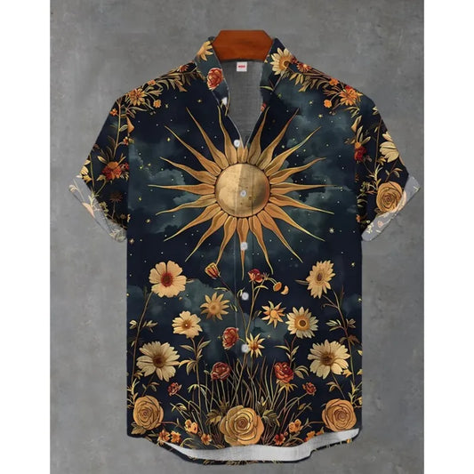 3D Men's Hawaiian Shirt Men's Linen Summer Stitching Retro Shirt Single Breasted Short Sleeved Top Camisa Hawaiana Hombre