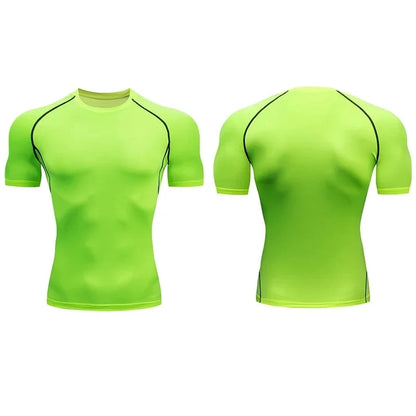 Men's Compression T-Shirt Summer Sportswear Running T shirt Elastic Quick Dry Sport Tops Tee Athletic Gym Workout T Shirts Men