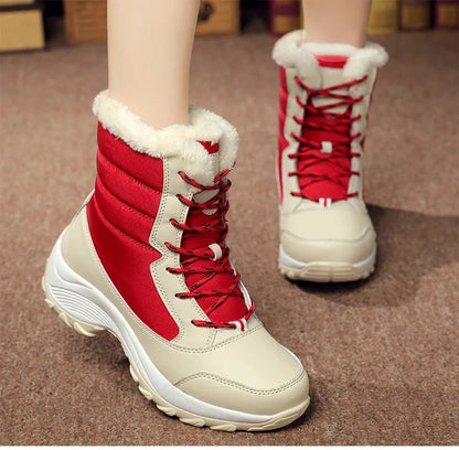 Women's Boots Women Heels Boots For Winter Shoes Woman Keep Warm Fur Botas Mujer 2025 Snow Boots Platform Shoes White Black Boot
