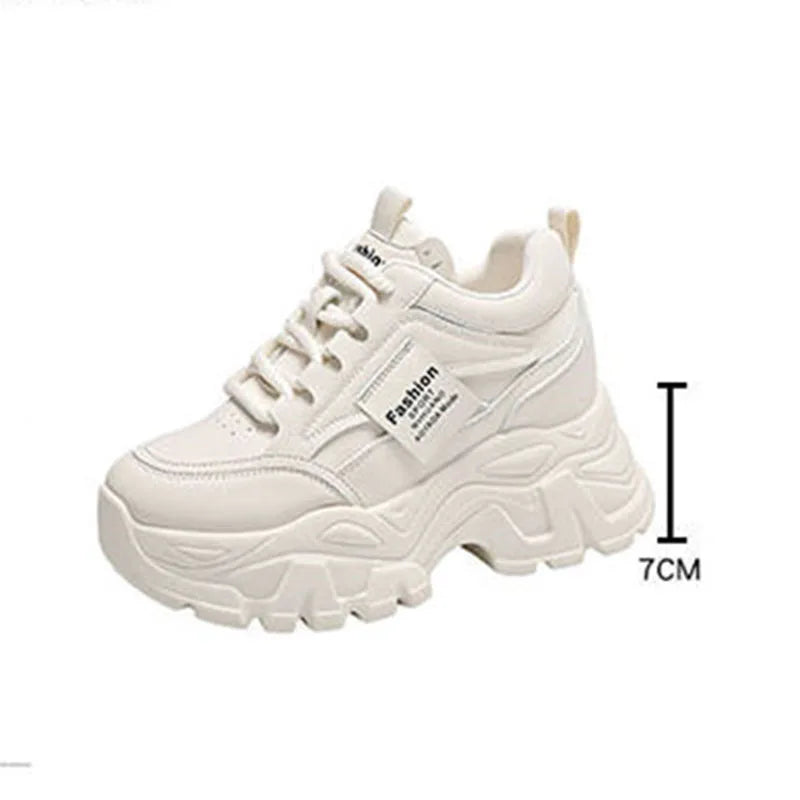 Fashion 2025 Spring Autumn Platform Sneakers Women Shoes Korean Lace Up Chunky Sneakers Mixed Color Women's Vulcanize Shoes