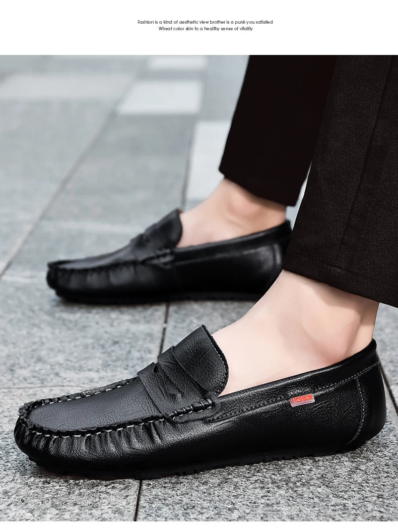 Men Shoes Casual Leather Mens Loafers Moccasins Designer Slip on Boat Shoes High Quality Chaussure Homme Plus Size 38-47