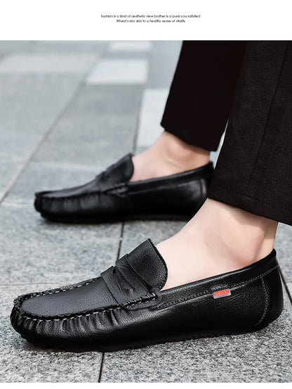 Men Shoes Casual Leather Mens Loafers Moccasins Designer Slip on Boat Shoes High Quality Chaussure Homme Plus Size 38-47