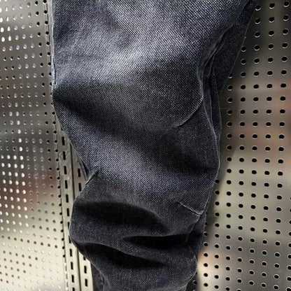 High Quality New 2024 Luxury Designer Casual Loose Drawstring Denim Jeans Men Full Length Wide Leg Streetwear Cowboy Harem Pants