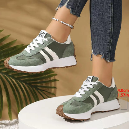 2026 Spring Retro Platform Women's Sneakers Summer Casual Patchwork Leather Sneakers Women's Outdoor Casual Comfort Shoes