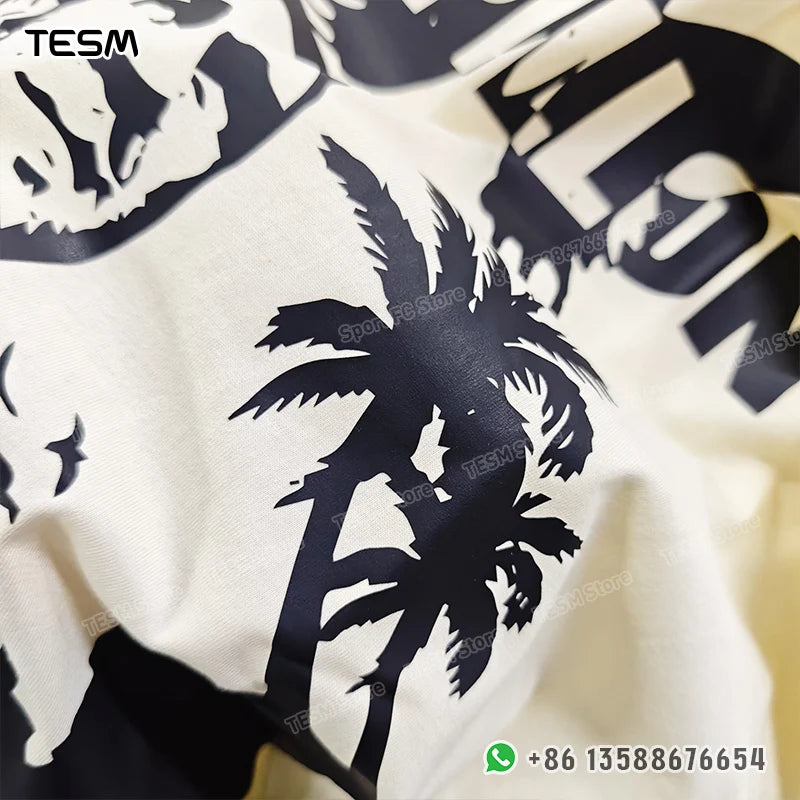 TESM Men Yellow Cotton T-Shirt Men Women Summer Streetwear Fashion Short Sleeve Couple Parent-Child Casual  Cotton Tee