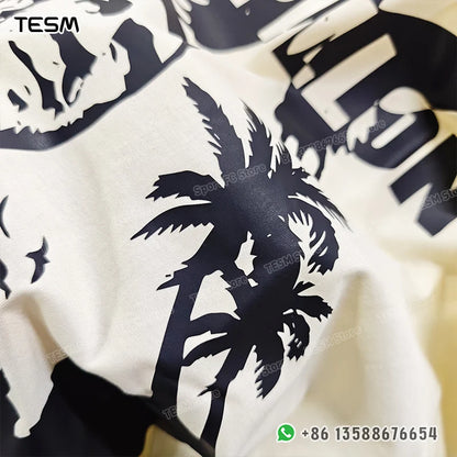 TESM Men Yellow Cotton T-Shirt Men Women Summer Streetwear Fashion Short Sleeve Couple Parent-Child Casual  Cotton Tee
