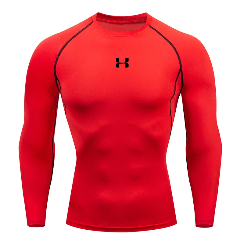 Men's Compression Long Sleeve Shirt Quick Dry Muscle Fit Athletic Top for Workout Training Bodybuilding Running Fitness Sports