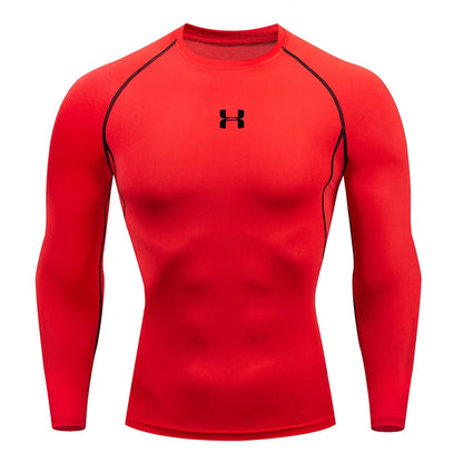 Men's Compression Long Sleeve Shirt Quick Dry Muscle Fit Athletic Top for Workout Training Bodybuilding Running Fitness Sports