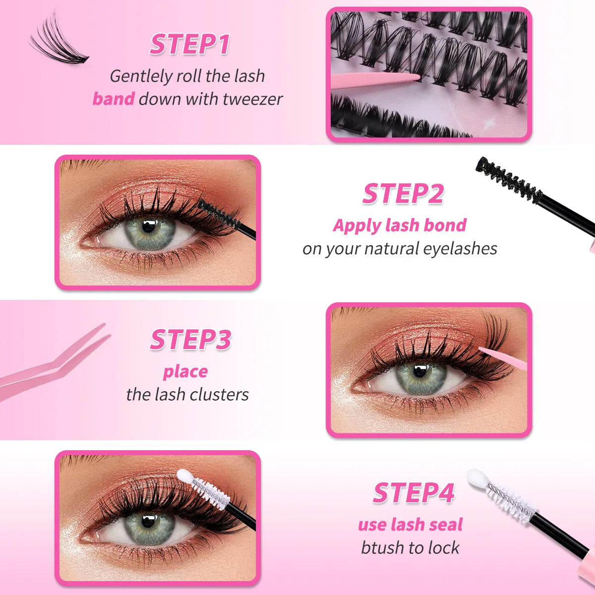 Double-Ended Eyelash Glue Adhesive and Sealing Suitable for DIY Group Eyelashes Eyelash Glue Eyelash Curler Brush Kit Makeup