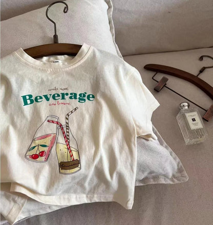 Summer Clothes Short Sleeve Tops Tees Printed Fashion Children's T-shirts Loose Casual Girls Boys Crewneck Casual T Shirt 1-7age