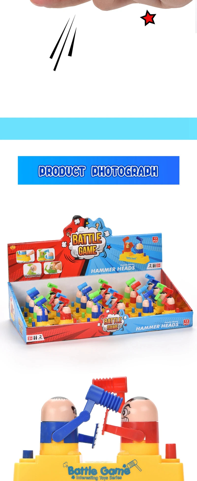 Children's Prank Decompression Funny Toys Two-person Head Fidgeting Game Parent-child Interactive Board Game Children Toy
