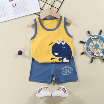 Fashion Kids Clothes Boys Girls Sets Top Shorts 2PCS 100% Cotton Soft Summer Children Baby Cloths T-shirt Shorts Toddler Suit