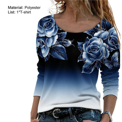 Women Shirt Floral Print Gradient Color All Match Daily Wear Spring Blouse roupas femininas Блузки blusas рубашка женская