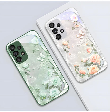 Butterfly shell pollen for Samsung Galaxy S10 4G S20 11E 30 S21 21Fe 22 S24 Pro S23 Ultra 5G S8 S9 Tempered glass phone case