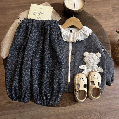 Girls Clothes Set Spring and Autumn New Children's Autumn Forest Series Sweater Shirt Pants Three piece Set