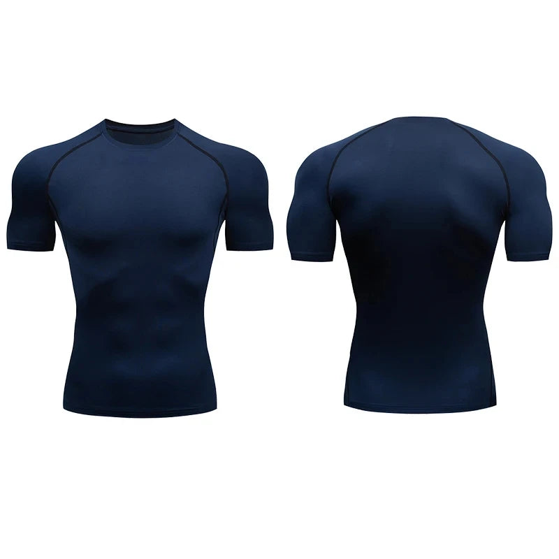 Men's Compression T-Shirt Summer Sportswear Running T shirt Elastic Quick Dry Sport Tops Tee Athletic Gym Workout T Shirts Men