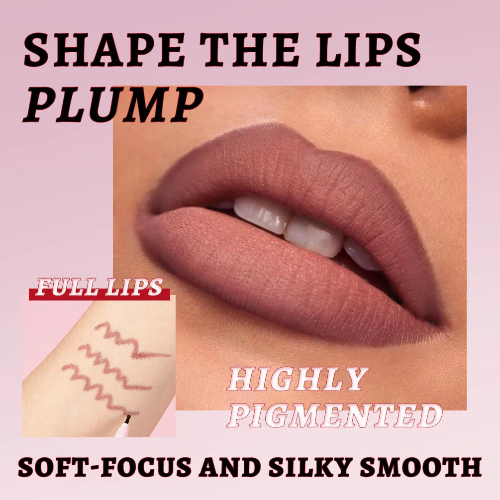 QIBEST Matte Liquid Lipliner Pencil Waterproof Plumping Stain Lipstick Natural Lip Liner Outline Lips Contour Pen Cosmetics