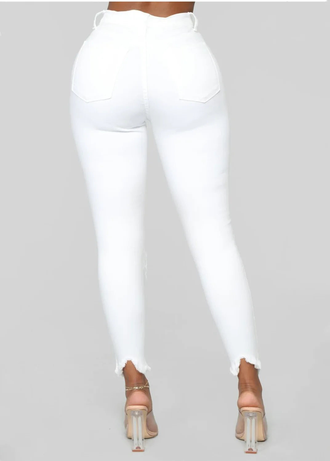 Hole Jeans Women Denim Pencil Pants Ripped Skinny Stretch High Waist 2025 Washed Distressed Ankle Length Trousers Streetwear