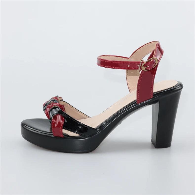 High quality summer leather sandals for women 8cm 10cm high heel 2024 size 32 33 43 platform open toe elegant shoe black white