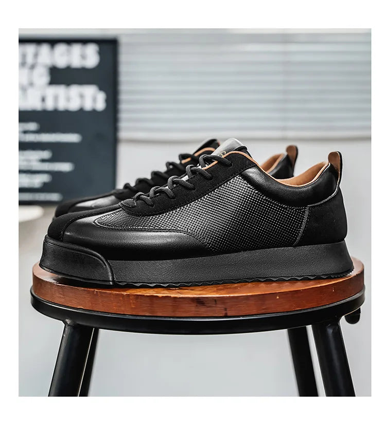 Mens Unique Skate Shoes Platform Comfort Black Casual Sneakers All-Match Thick Sole Design for Urban Street Style Versatile Wear