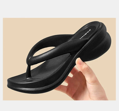 Summer 6CM Women Fashion High Heeled Slippers Female Indoor Casual Wedges Flip Flops Girls Outdoor Beach Thick Platform Sandals