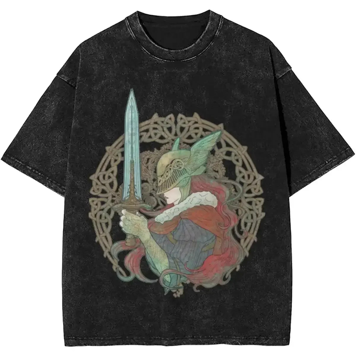 New Arrival Short Sleeved Round Neck Y2k Tshirt Men Clothing New in Top & Tees Mens T-Shirt Malenia Blade Of Miquella Washed