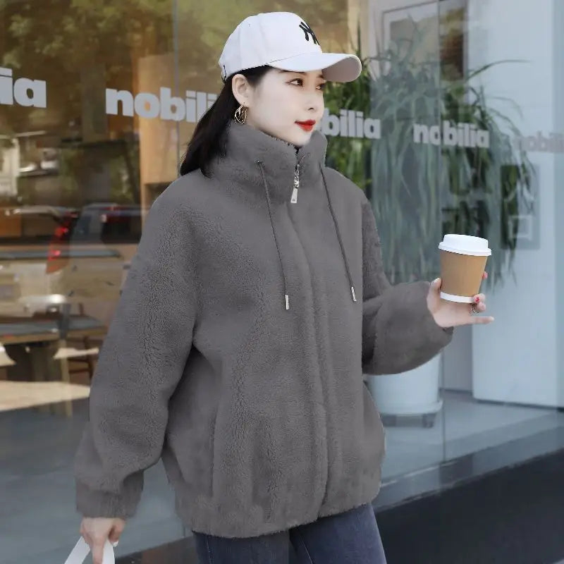 Women Thick Coats Zipper Turtleneck Spliced Long Sleeve Coat Warm Solid Zipper Jackets Outwear Casual Cardigan Lady Winter 2024