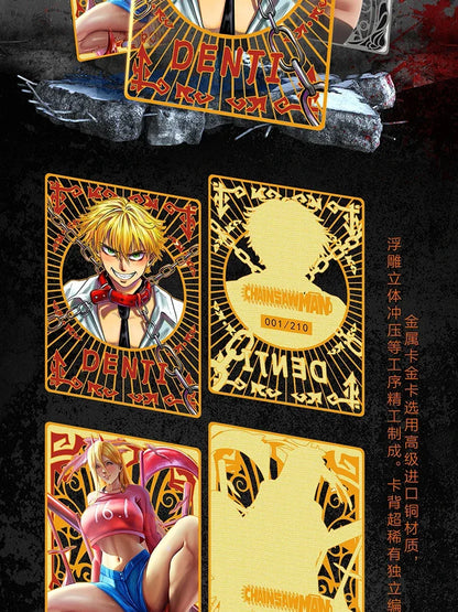 New Chainsaw Man Card Hell Hero Cards Denji Makima Rare Metal Card Fold Cards Animation Collection Card Children Toys Gifts