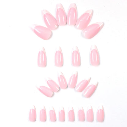 ARTAUG 24PCS Short Press On Nails Square Pink Fingertip White French Trim Press On Nails Full Cover Fake Nails Set Nail