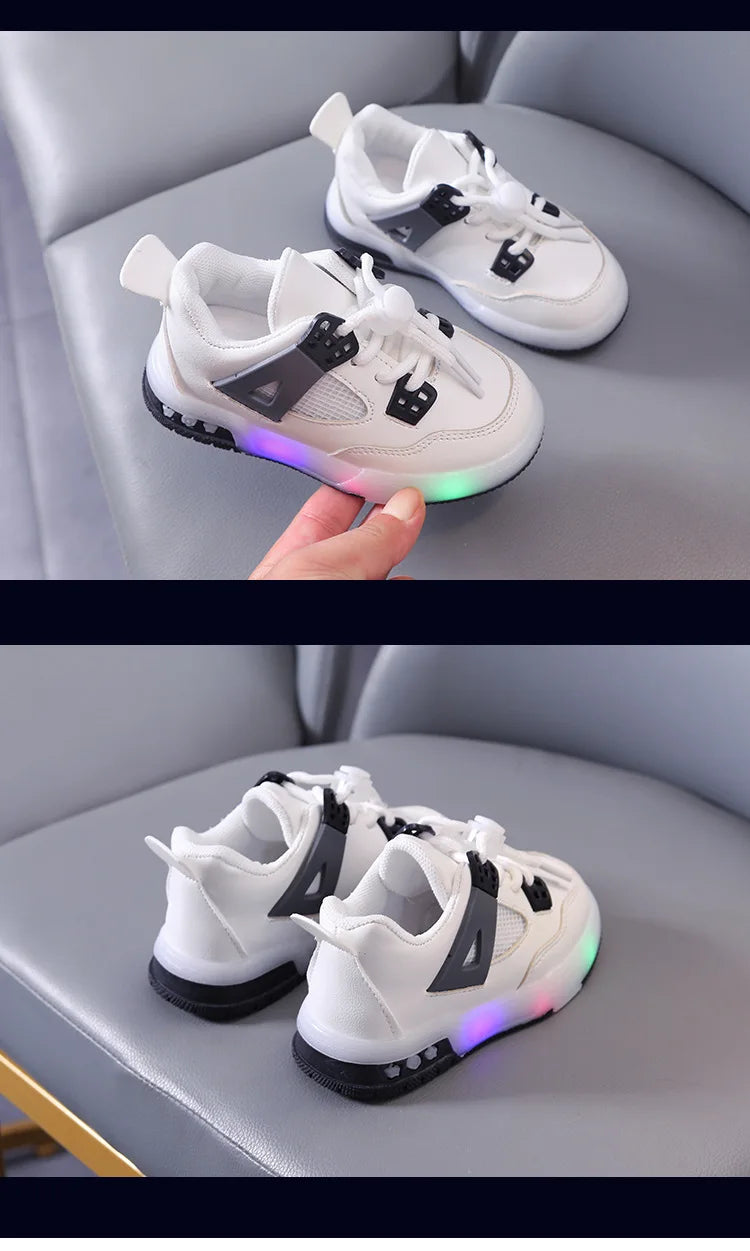 New Kid Shoes Fashion Versatile Comfort Boys Sneakers Breathable Non Slip Simple Casual Shoe LED Lightweight Classic Girls Shoe