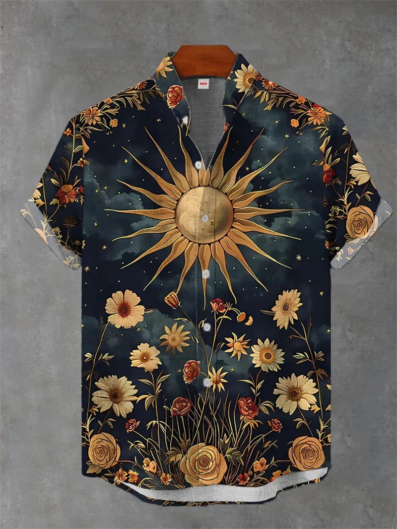 3D Men's Hawaiian Shirt Men's Linen Summer Stitching Retro Shirt Single Breasted Short Sleeved Top Camisa Hawaiana Hombre