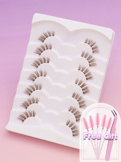 C curl 5Pairs brown style Eyelash Extension Winged Individual Lashes Natural Segmented Eyelash Bundles Makeup Tools