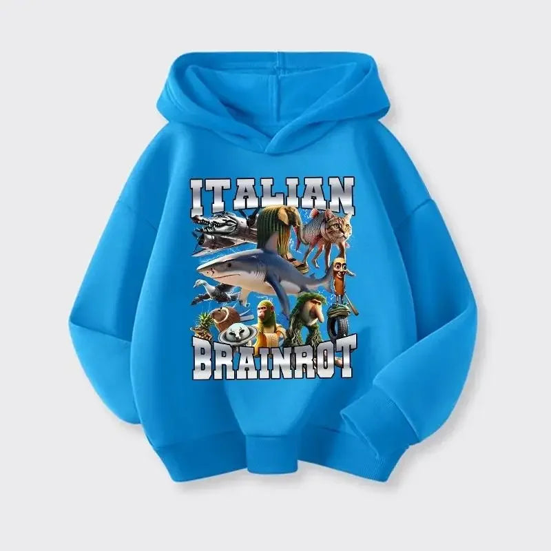 Autumn Cute Italian Brainrot Print Children's Hoodies Funny Cartoon Graphic Kids Fashion Girl Sweatshirts Casual Boy Pullover