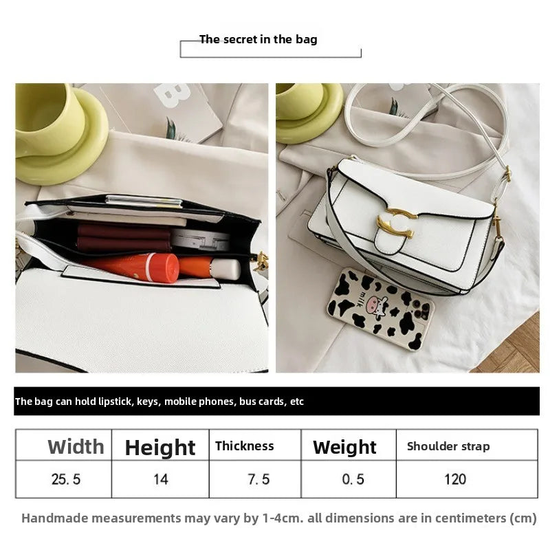 Bolso de hombro moderno de este año con dos correas para el hombro y un bolso pequeño cuadrado diagonal.