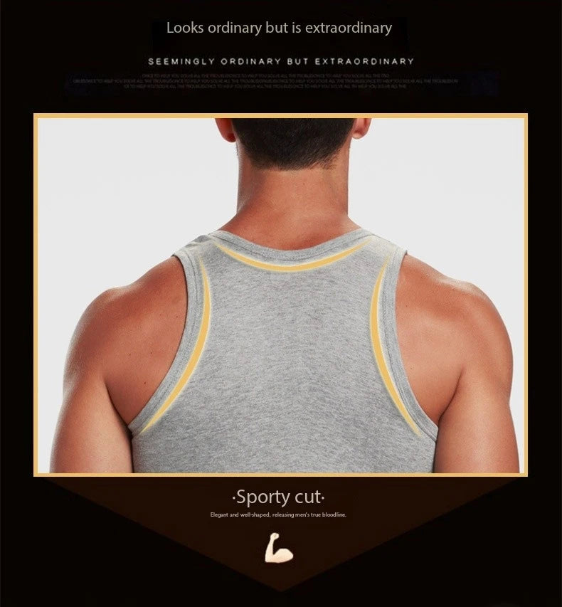 1 Piece Men's Cotton Sports Skinny Vest Teenagers Leisure Joker Sleeveless T Men's Fitness Training Simple Top