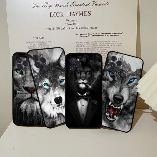 Wolf Lion Tiger Animal Phone Case For iPhone 15 14 11 12 13 Mini Pro XS Max Cover 7 8 Plus X XR Funda Shell