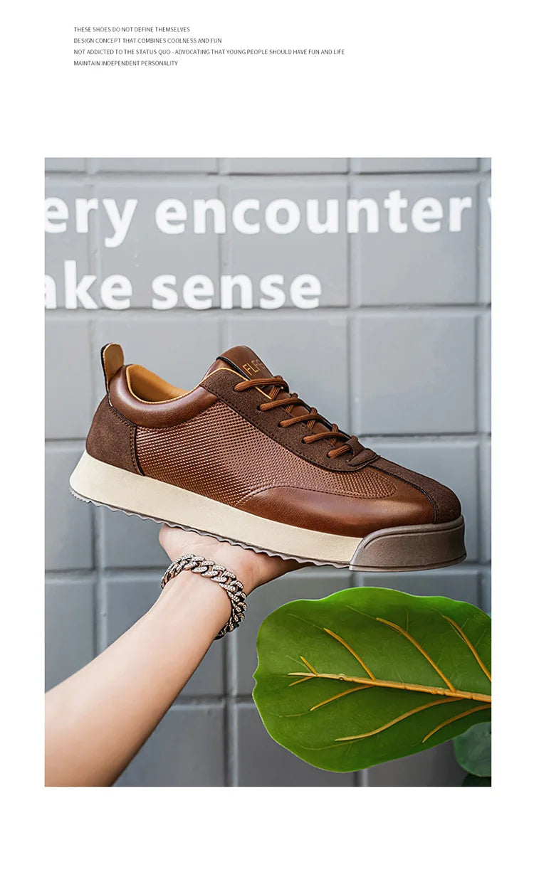 Mens Unique Skate Shoes Platform Comfort Black Casual Sneakers All-Match Thick Sole Design for Urban Street Style Versatile Wear
