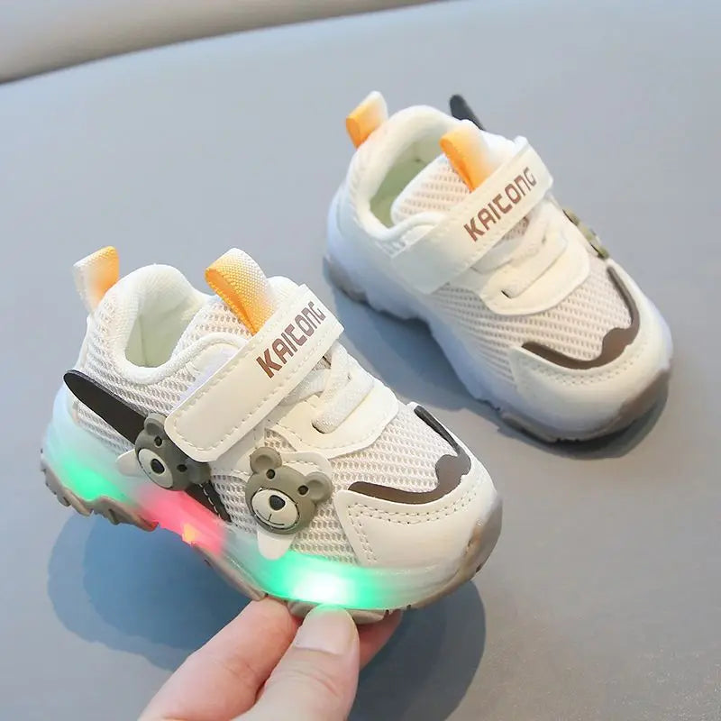 Kid Sports Shoes 2025spring New0-3y Soft Sole Baby Shoe Kid Walking Shoe Breathable Boy Shoes Anti Slip  Illuminated Gril Shoes