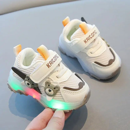 Kid Sports Shoes 2025spring New0-3y Soft Sole Baby Shoe Kid Walking Shoe Breathable Boy Shoes Anti Slip  Illuminated Gril Shoes
