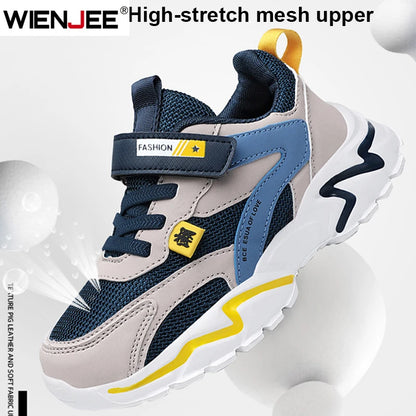 Kid Sneakers Sport Shoes for Boys Fashion Leather Children Breathable Mesh Comfort Shoes Casual Walking Outdoor Running Shoes