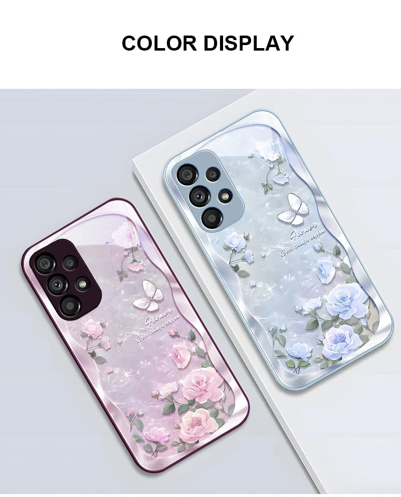 Butterfly shell pollen for Samsung Galaxy S10 4G S20 11E 30 S21 21Fe 22 S24 Pro S23 Ultra 5G S8 S9 Tempered glass phone case