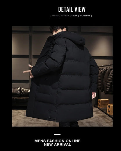 Cotton jacket men's winter thick medium long style men's decoration body trend business cotton jacket men's coat