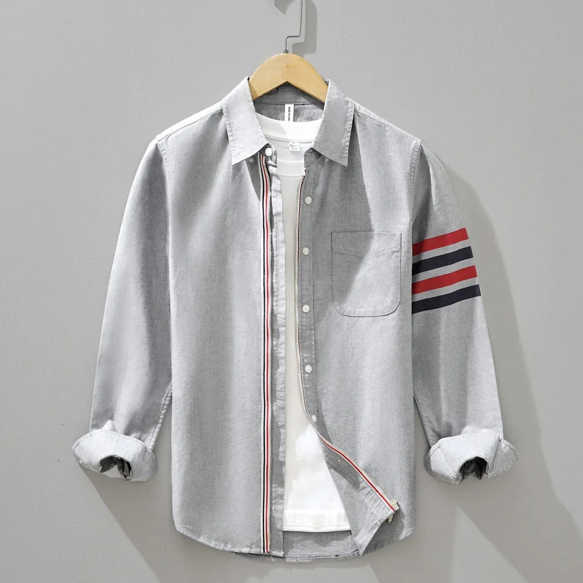Fashionable Retro Striped Men's Long Sleeve Shirt Casual Handsome Outerwear Korean Style Spring Autumn Wear from Mainland China